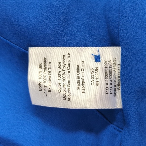 Babaton 3/4 Sleeves Silk Blouson Shirtdress Blue M Business casual preppy classi - Picture 8 of 8